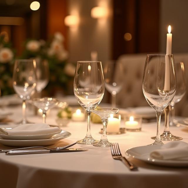 Ein elegant gedeckter Tisch für einen privaten Anlass im Restaurant.